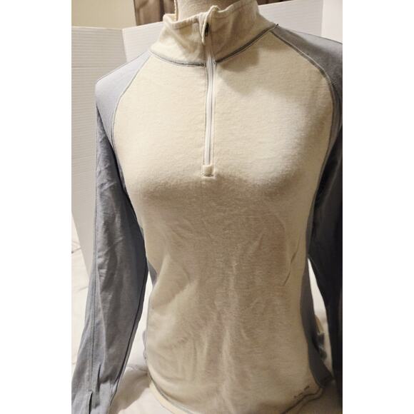 L.L. Bean Women's Merino Wool Mid Weight Base Layer Quarter Zip Sz L Workout - Picture 1 of 9